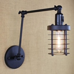Style Bed Hotel Eestaurant Project Iron Arm Double Retro Vintage Διακόπτης Επιτοίχιας Μαύρης Ζώνης