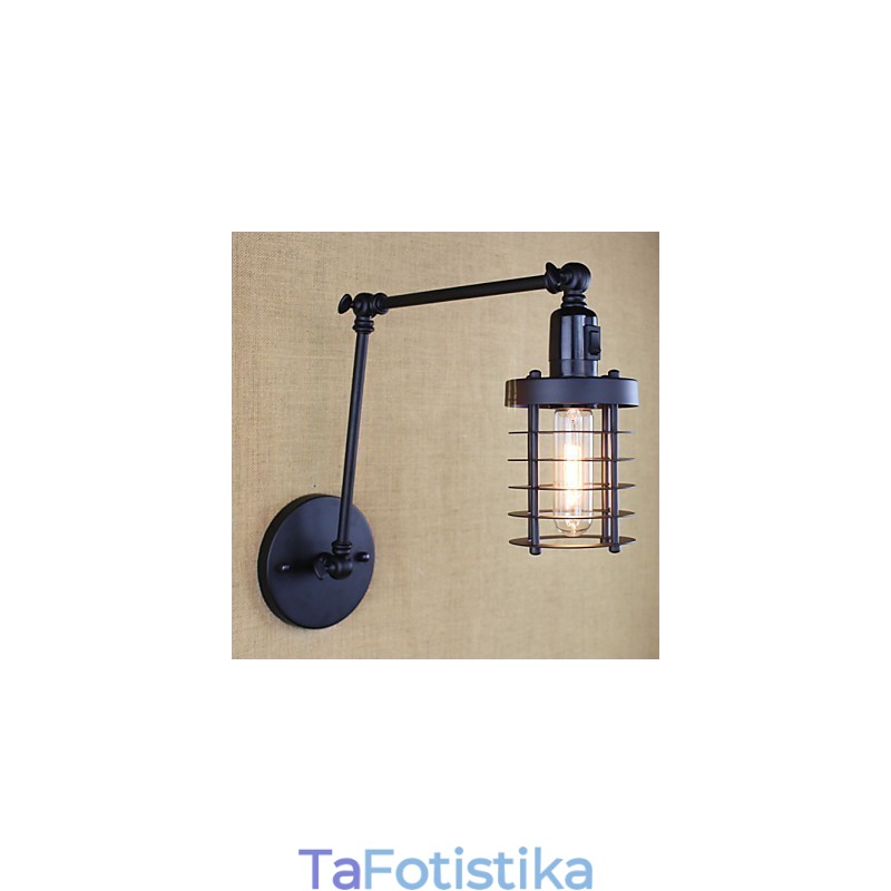 Style Bed Hotel Eestaurant Project Iron Arm Double Retro Vintage Διακόπτης Επιτοίχιας Μαύρης Ζώνης
