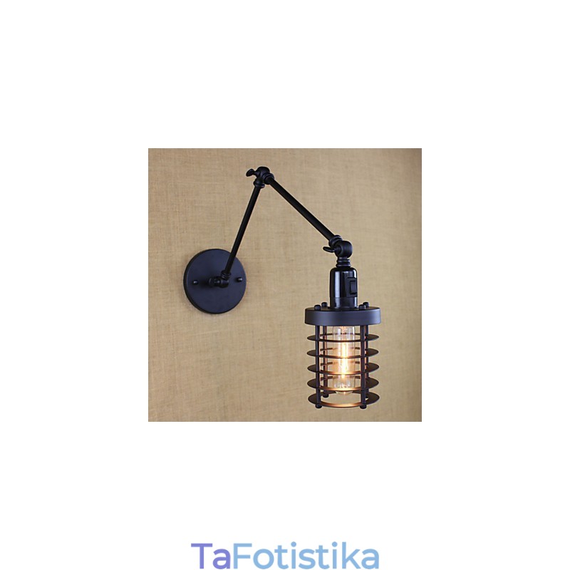Style Bed Hotel Eestaurant Project Iron Arm Double Retro Vintage Διακόπτης Επιτοίχιας Μαύρης Ζώνης