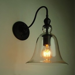 Vintage Φωτιστικό τοίχου One Light από ατσάλι και γυαλί