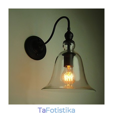 Vintage Φωτιστικό τοίχου One Light από ατσάλι και γυαλί Vintage Φωτιστικό τοίχου One Light από ατσάλι και γυαλί