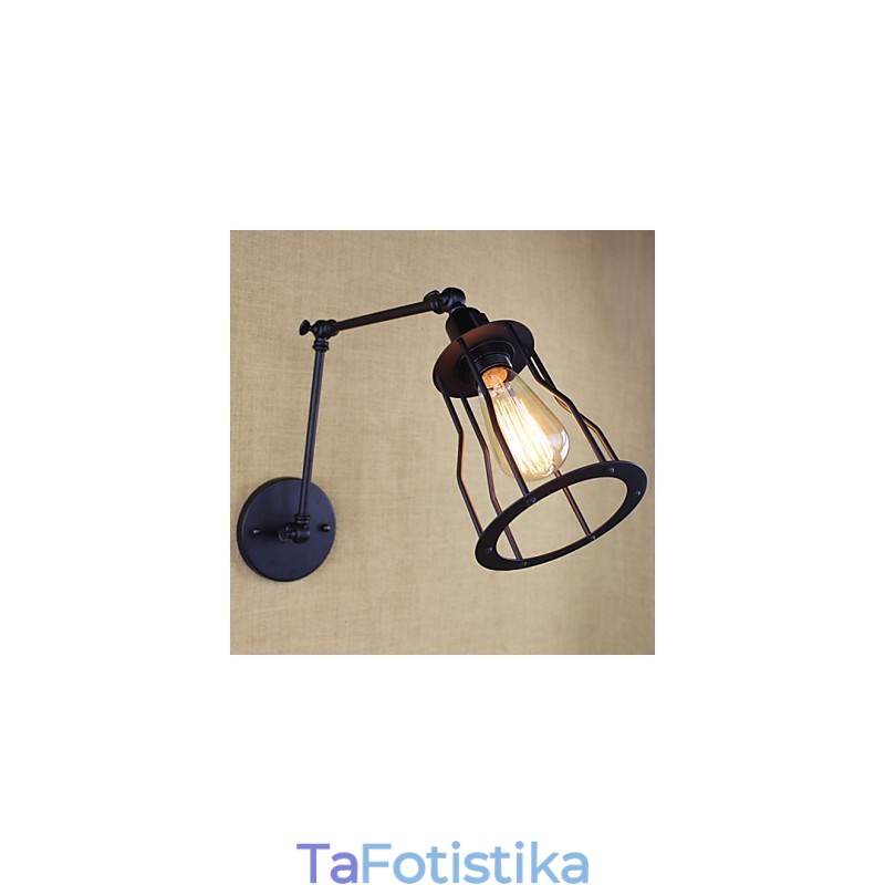 Style Bed Hotel Eestaurant Project Iron Arm Double Retro Vintage Διακόπτης Επιτοίχιας Μαύρης Ζώνης