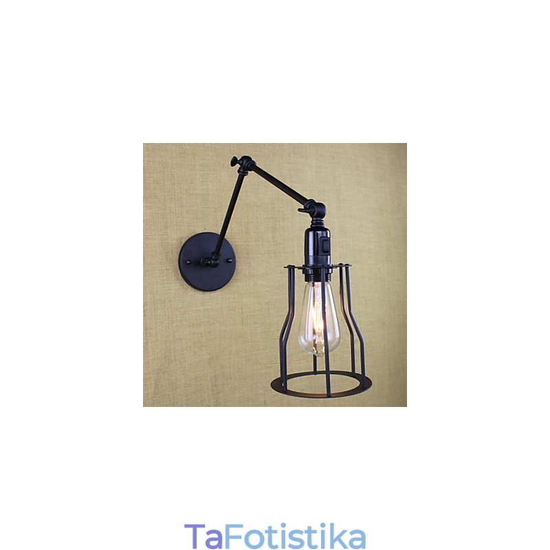 Style Bed Hotel Eestaurant Project Iron Arm Double Retro Vintage Διακόπτης Επιτοίχιας Μαύρης Ζώνης