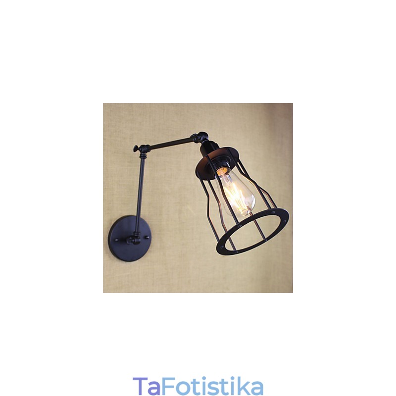 Style Bed Hotel Eestaurant Project Iron Arm Double Retro Vintage Διακόπτης Επιτοίχιας Μαύρης Ζώνης