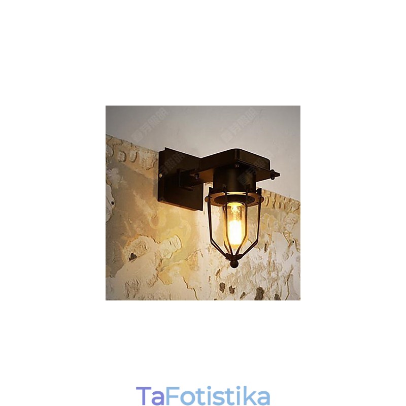 Loft Industrial Retro Επιτοίχιο Φωτιστικό Τοίχου Μονής Κεφαλής