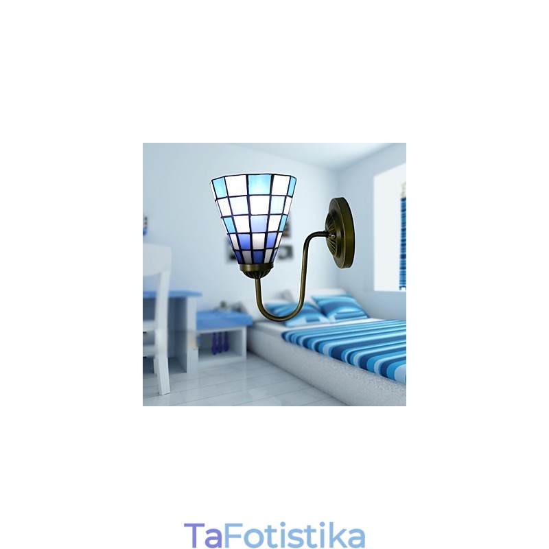 Φωτιστικό τοίχου 15cm μοντέρνο και συμβατικό βιτρό Φωτιστικό τοίχου Inn Μπλε και άσπρα τετράγωνα φώτα
