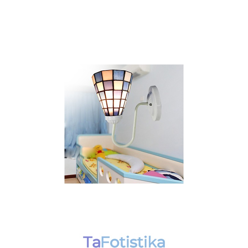 Φωτιστικό τοίχου 15cm μοντέρνο και συμβατικό βιτρό Φωτιστικό τοίχου Inn Μπλε και άσπρα τετράγωνα φώτα