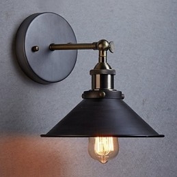 Industrial Vintage Edison Simplicity 1 Ελαφριά επιτοίχια βάση Τραπεζαρίας Δωμάτιο μελέτης Γραφείου Διάδρομος Μεταλλική Απλίκα Τοίχου