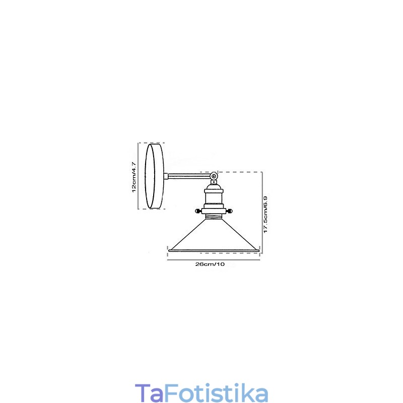 Industrial Vintage Edison Simplicity 1 Ελαφριά επιτοίχια βάση Τραπεζαρίας Δωμάτιο μελέτης Γραφείου Διάδρομος Μεταλλική Απλίκα Τοίχου