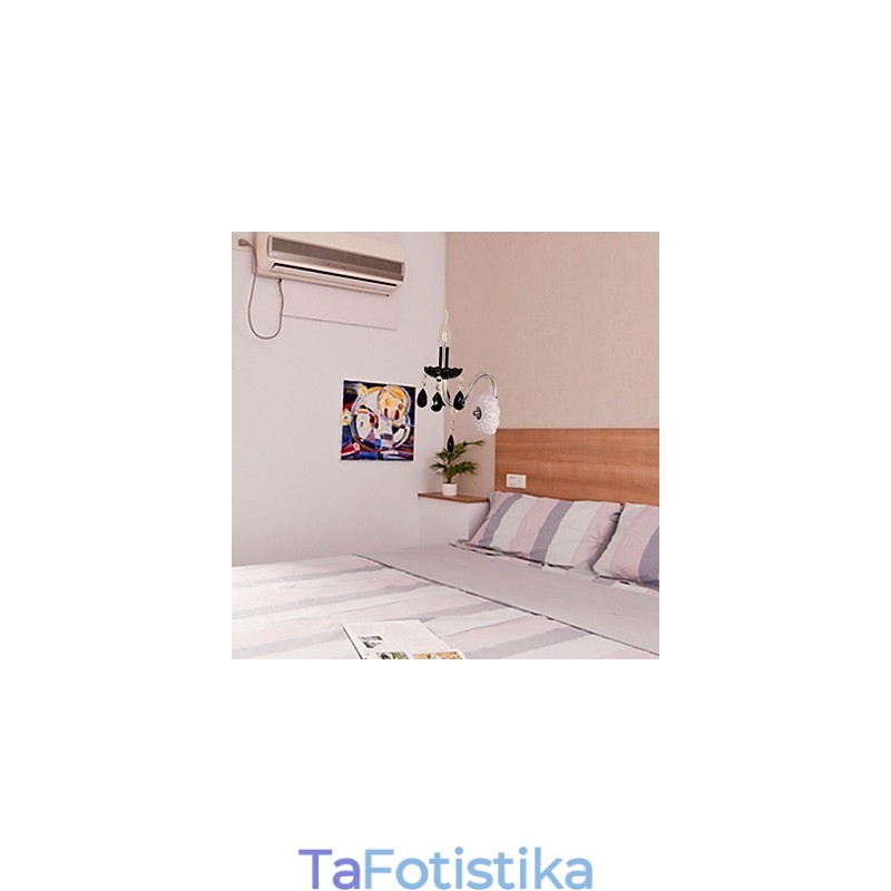 Μαύρο κρυστάλλινο φωτιστικό τοίχου με λαμπτήρα κεριού