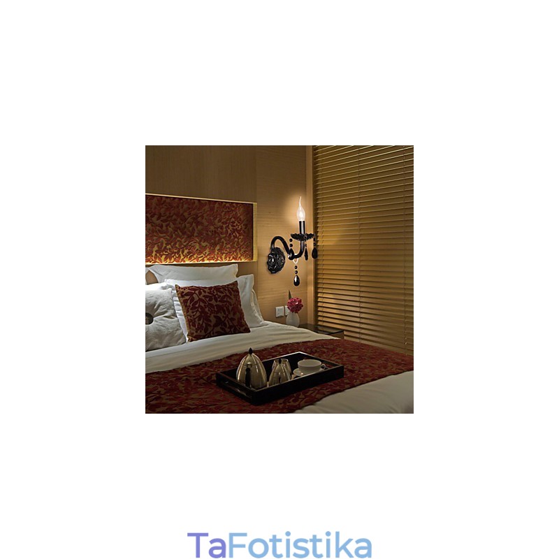 Μαύρο κρυστάλλινο φωτιστικό τοίχου με λαμπτήρα κεριού