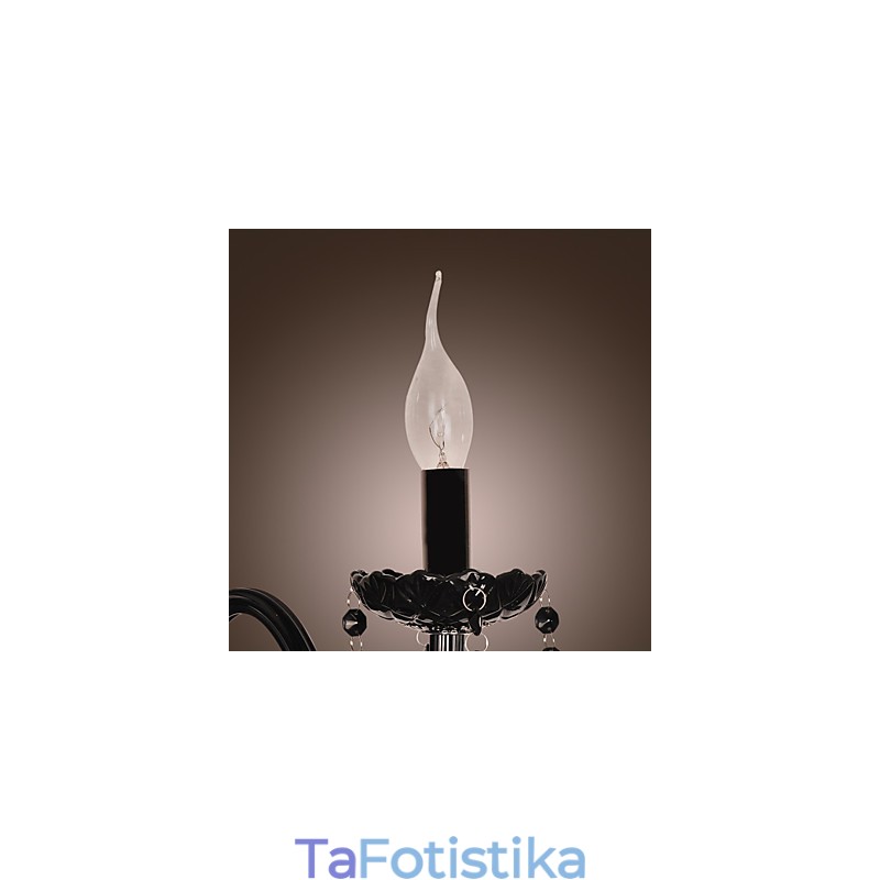 Μαύρο κρυστάλλινο φωτιστικό τοίχου με λαμπτήρα κεριού