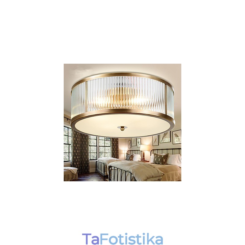 Παραδοσιακό Classic Rustic Lodge Brass Metal Flush Mount