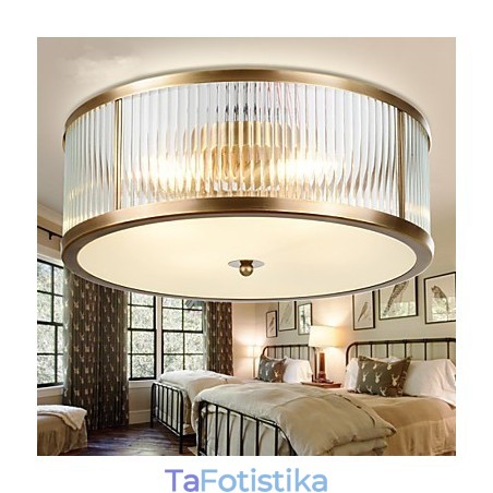 Παραδοσιακό Classic Rustic Lodge Brass Metal Flush Mount Παραδοσιακό Classic Rustic Lodge Brass Metal Flush Mount