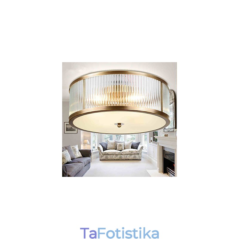 Παραδοσιακό Classic Rustic Lodge Brass Metal Flush Mount