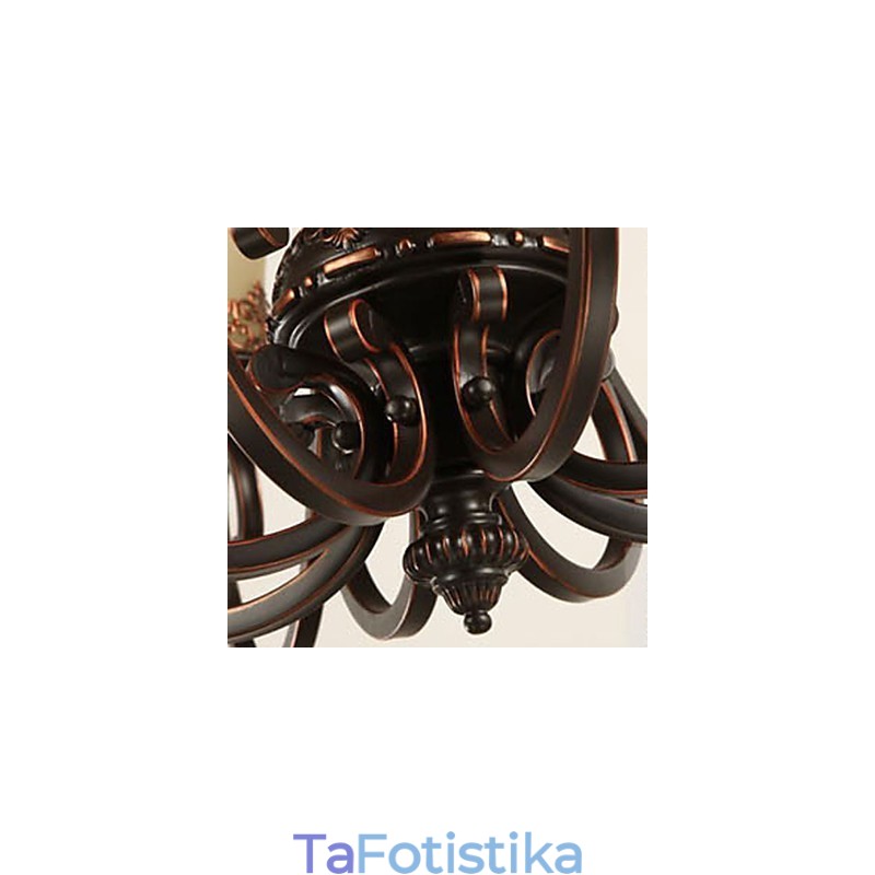Πολυέλαιος κρεμαστό φωτιστικό 6 φώτα Αμπαζούρ Down Vintage Country Metal+Glass