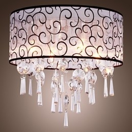Σύγχρονη μοντέρνα βάση Drum Crystal Electroped Metal Flush Mount