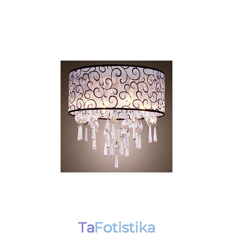 Σύγχρονη μοντέρνα βάση Drum Crystal Electroped Metal Flush Mount