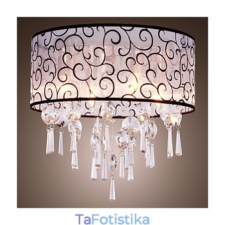 Σύγχρονη μοντέρνα βάση Drum Crystal Electroped Metal Flush Mount Σύγχρονη μοντέρνα βάση Drum Crystal Electroped Metal Flush Mount