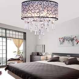 Σύγχρονη μοντέρνα βάση Drum Crystal Electroped Metal Flush Mount