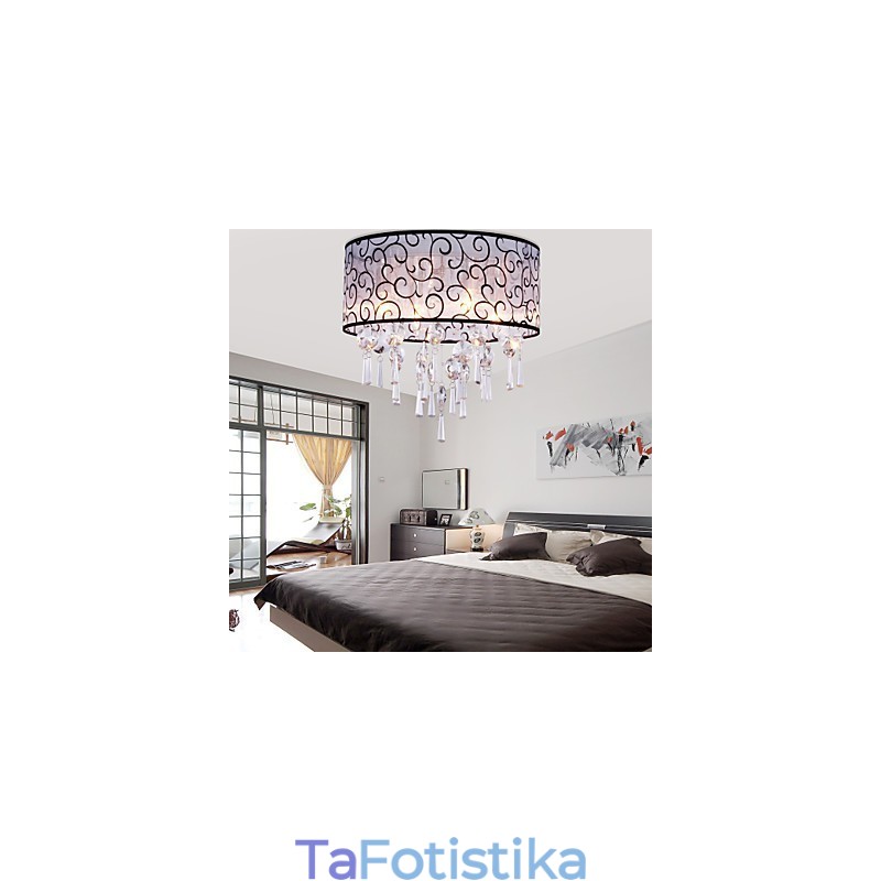 Σύγχρονη μοντέρνα βάση Drum Crystal Electroped Metal Flush Mount