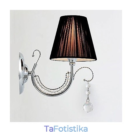 Σύγχρονο φωτιστικό τοίχου με κρυστάλλινο σταγονίδιο βραχίονα σε στυλ πολυελαίου από ύφασμα