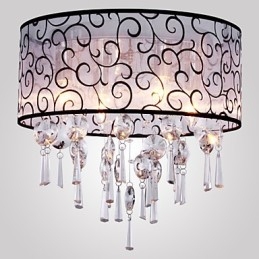 Σύγχρονη μοντέρνα βάση Drum Crystal Electroped Metal Flush Mount