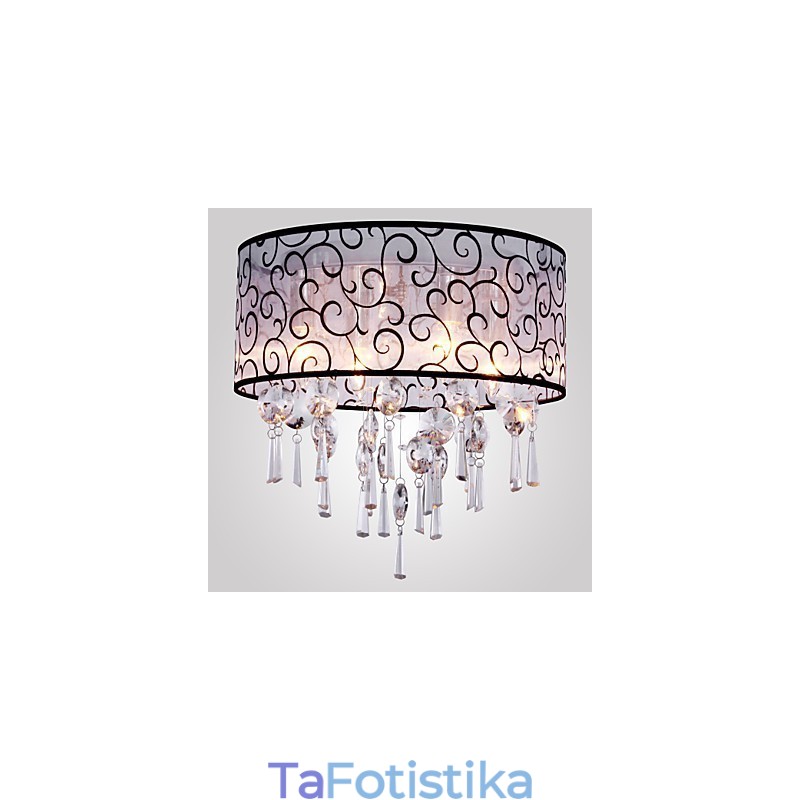 Σύγχρονη μοντέρνα βάση Drum Crystal Electroped Metal Flush Mount