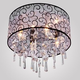 Σύγχρονη μοντέρνα βάση Drum Crystal Electroped Metal Flush Mount