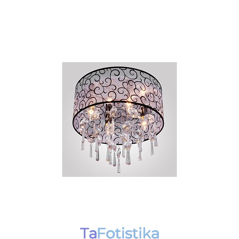 Σύγχρονη μοντέρνα βάση Drum Crystal Electroped Metal Flush Mount
