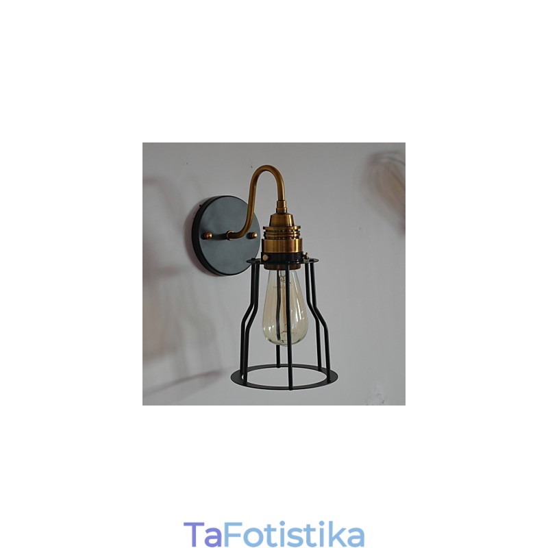 Μινιμαλιστικό καλλιτεχνικό φωτιστικό τοίχου με μαύρο μεταλλικό σκελετό απόχρωση