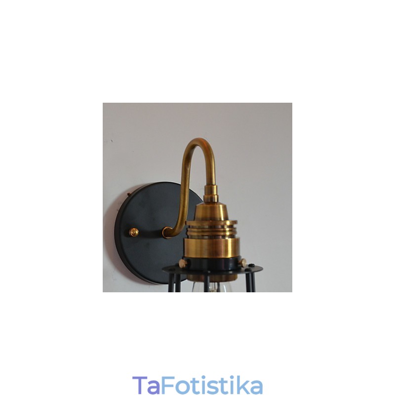 Μινιμαλιστικό καλλιτεχνικό φωτιστικό τοίχου με μαύρο μεταλλικό σκελετό απόχρωση