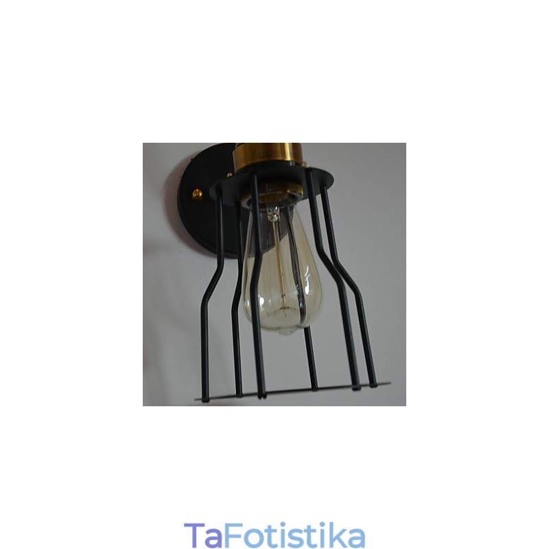 Μινιμαλιστικό καλλιτεχνικό φωτιστικό τοίχου με μαύρο μεταλλικό σκελετό απόχρωση