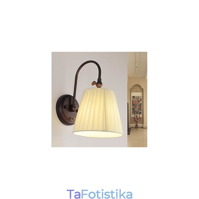 Σιδερένιο Επιτοίχιο Φωτιστικό με Υφασμάτινη Σκιά σε 1 Φως