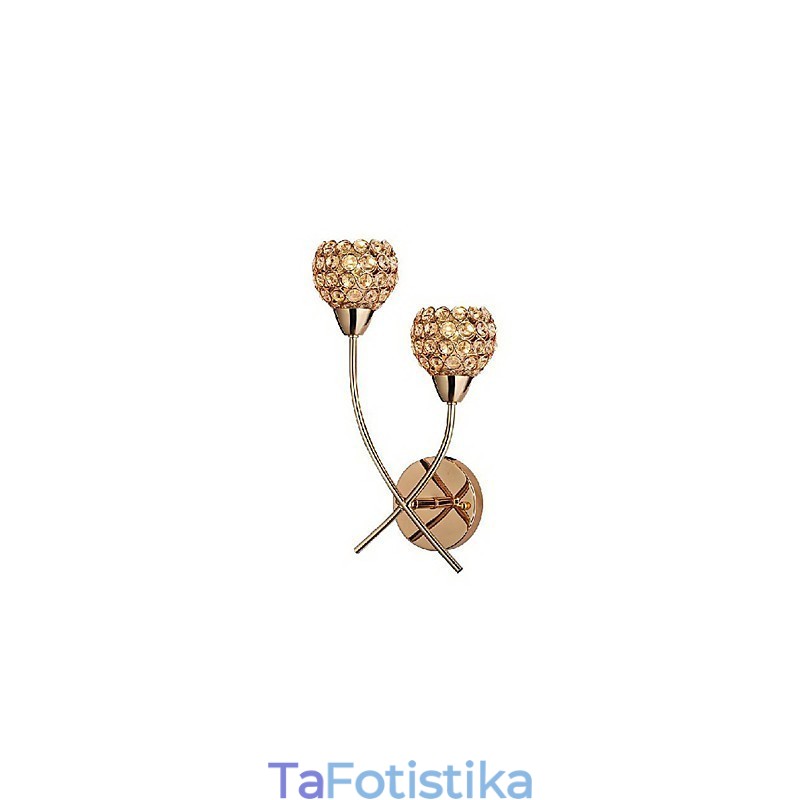 Κρυστάλλινο χρυσό φωτιστικό τοίχου σε 2 φώτα