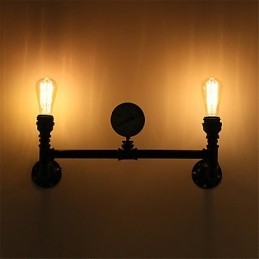 2 Heads Vintage Industrial Pipe Wall Lights Black Creative Lights Εστιατόριο Cafe Bar Διακοσμητικός φωτισμός