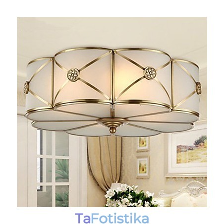 Παραδοσιακό Classic Rustic Lodge Brass Metal Flush Mount Παραδοσιακό Classic Rustic Lodge Brass Metal Flush Mount