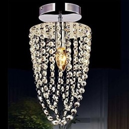 1 Light Chrome Modern K9 Διάφανος Κρυστάλλινος Πολυέλαιος με 1 Λαμπτήρα