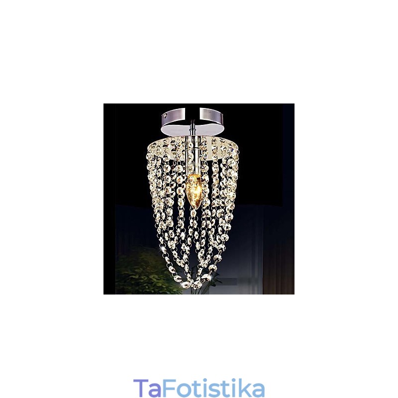 1 Light Chrome Modern K9 Διάφανος Κρυστάλλινος Πολυέλαιος με 1 Λαμπτήρα