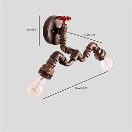 Vintage Industrial Pipe Φωτιστικά τοίχου Creative Lights Εστιατόριο Cafe Bar Διακοσμητικός φωτισμός με 2 ανοιχτόχρωμο φινίρισμα