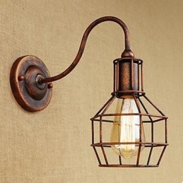 Iron Art Long Arm Nostalgic and Retro Creative Character Rust Color Study Head Of The American Wall Lamp