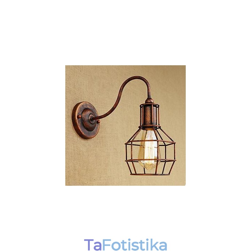 Iron Art Long Arm Nostalgic and Retro Creative Character Rust Color Study Head Of The American Wall Lamp