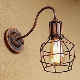 Iron Art Long Arm Nostalgic and Retro Creative Character Rust Color Study Head Of The American Wall Lamp