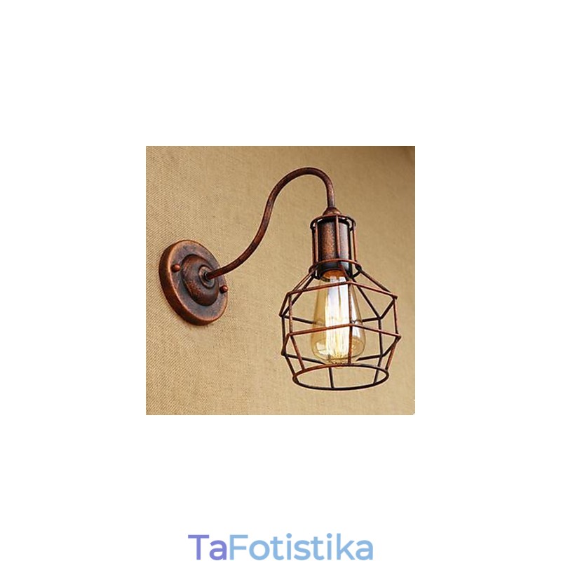 Iron Art Long Arm Nostalgic and Retro Creative Character Rust Color Study Head Of The American Wall Lamp