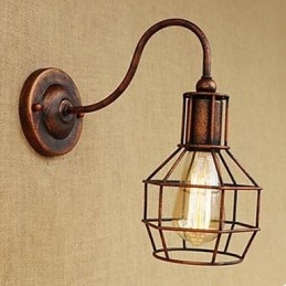 Iron Art Long Arm Nostalgic and Retro Creative Character Rust Color Study Head Of The American Wall Lamp
