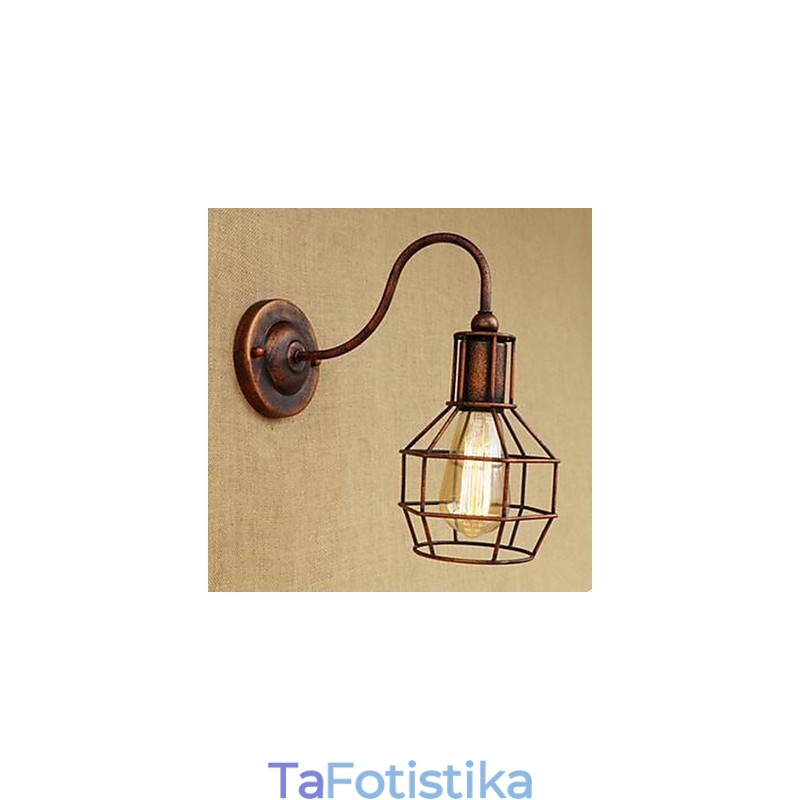 Iron Art Long Arm Nostalgic and Retro Creative Character Rust Color Study Head Of The American Wall Lamp