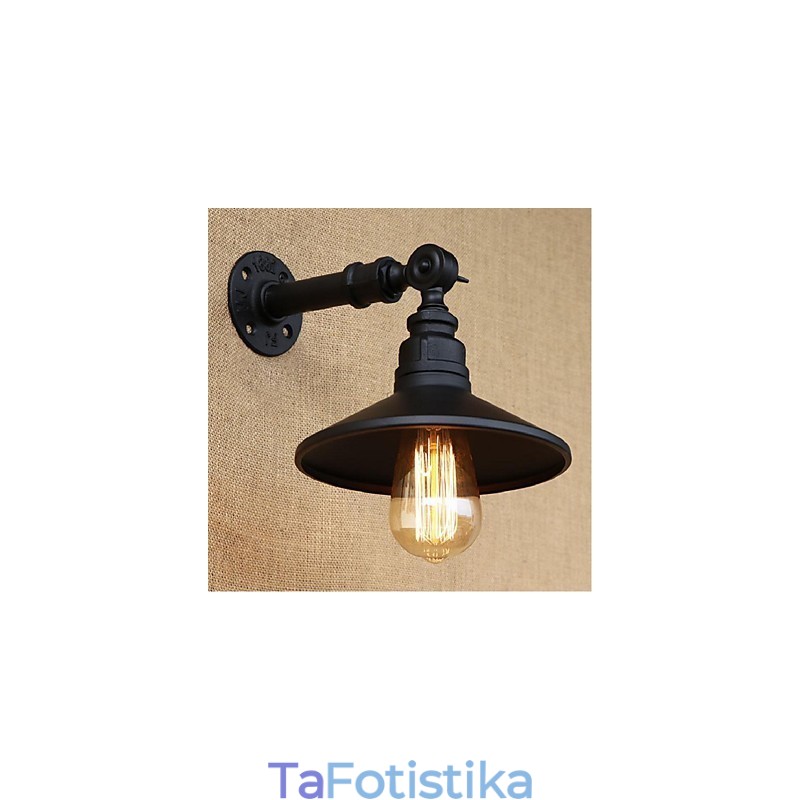 Επιτοίχιο φωτιστικό βιομηχανικού στυλ Nordic Water Pipe Ανοιχτό μαύρο