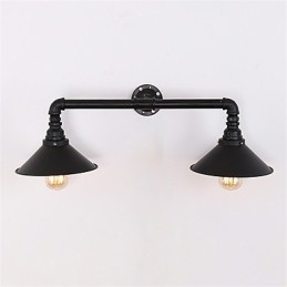 Φωτιστικά τοίχου 2 κεφαλών Retro Industrial Pipe Simple Loft Μαύρο Μεταλλικό Τραπεζαρία Κουζίνα Μπαρ Καφέ Διακόσμηση φωτισμού
