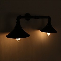 Φωτιστικά τοίχου 2 κεφαλών Retro Industrial Pipe Simple Loft Μαύρο Μεταλλικό Τραπεζαρία Κουζίνα Μπαρ Καφέ Διακόσμηση φωτισμού