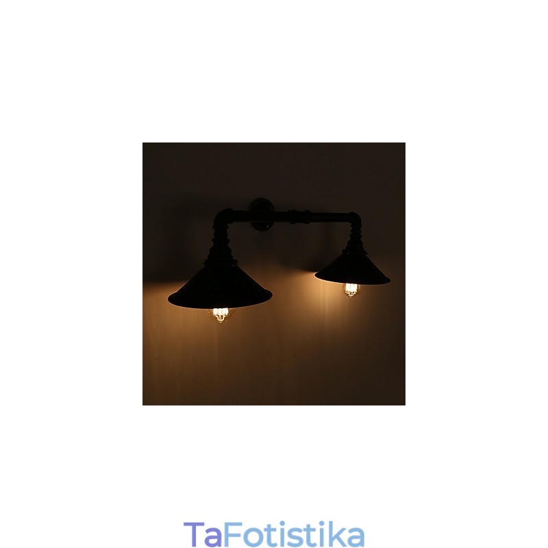 Φωτιστικά τοίχου 2 κεφαλών Retro Industrial Pipe Simple Loft Μαύρο Μεταλλικό Τραπεζαρία Κουζίνα Μπαρ Καφέ Διακόσμηση φωτισμού